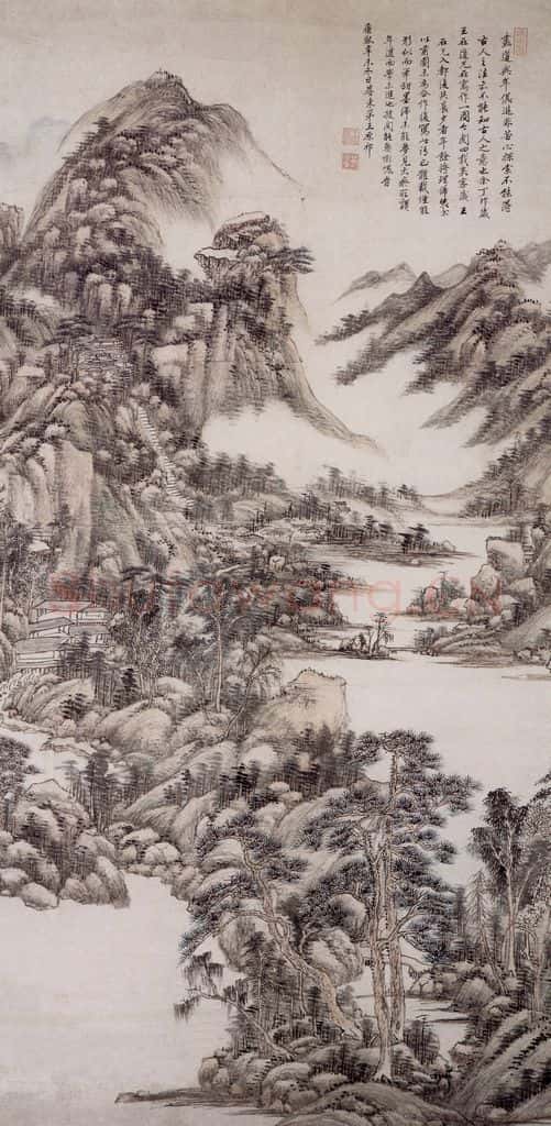 清 王原祁《仿大痴山水图轴》书画作品