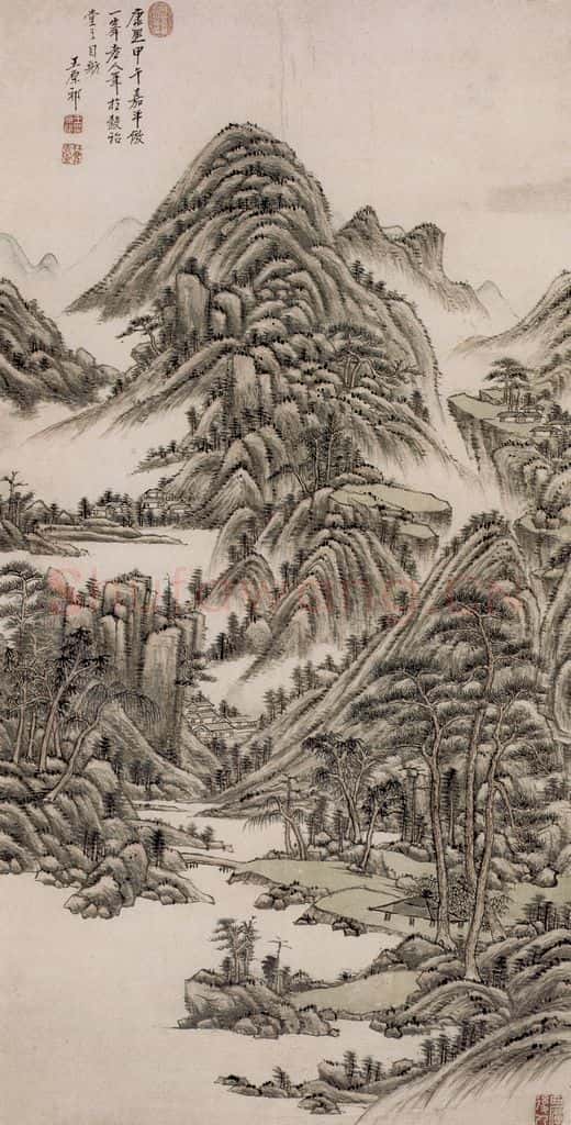 清 王原祁《仿一峰山水图轴》书画作品
