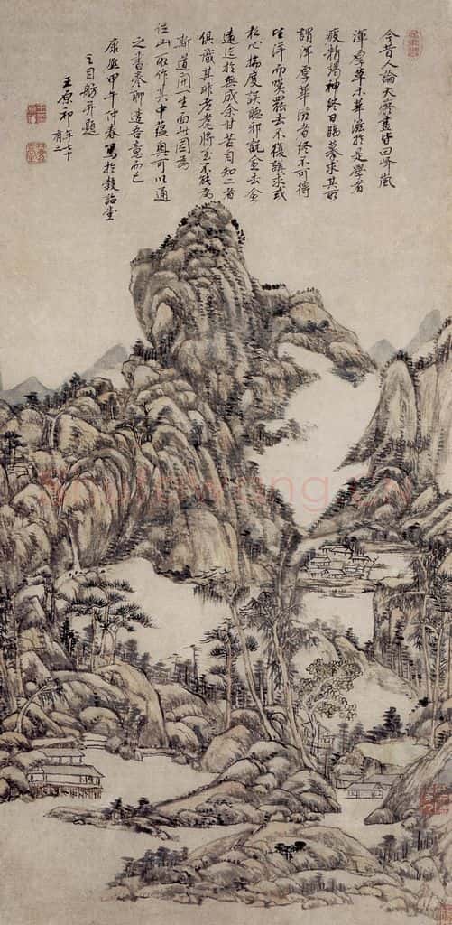 清 王原祁《仿大痴山水图轴》书画作品