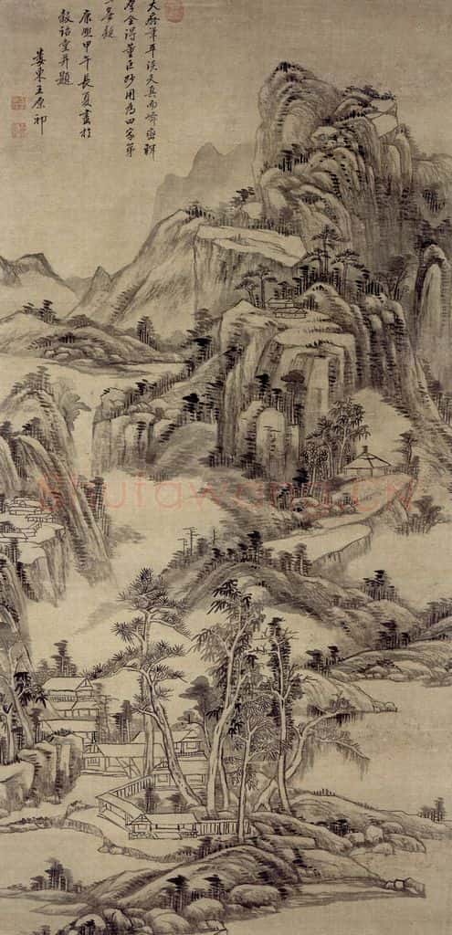 清 王原祁《峰峦积翠图轴》书画作品