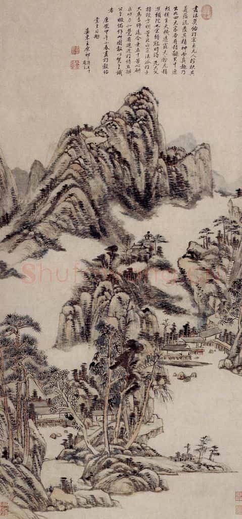 清 王原祁《仿大痴山水图轴》书画作品