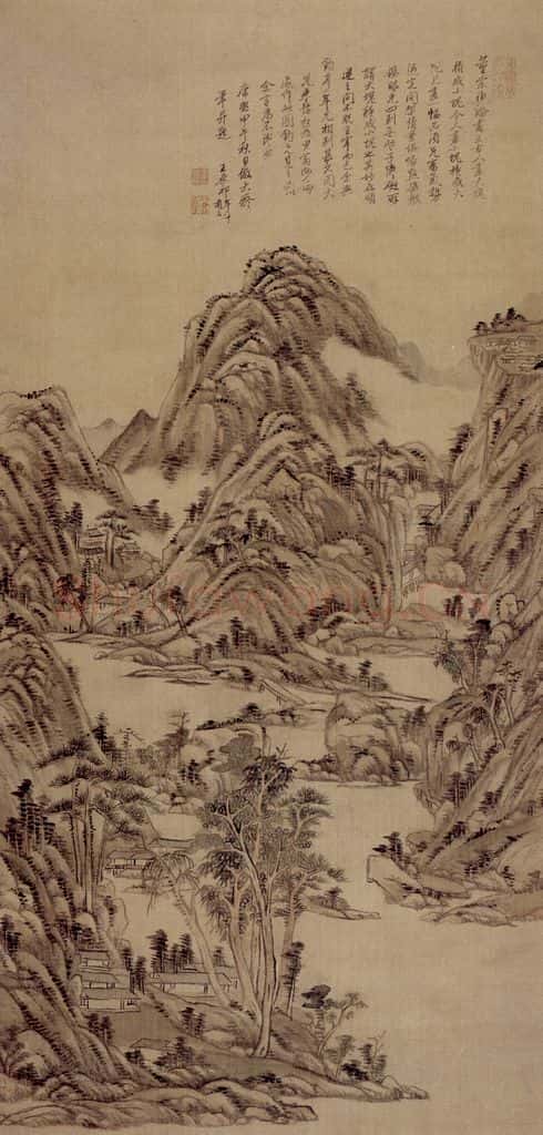 清 王原祁《仿大痴山水图轴》书画作品