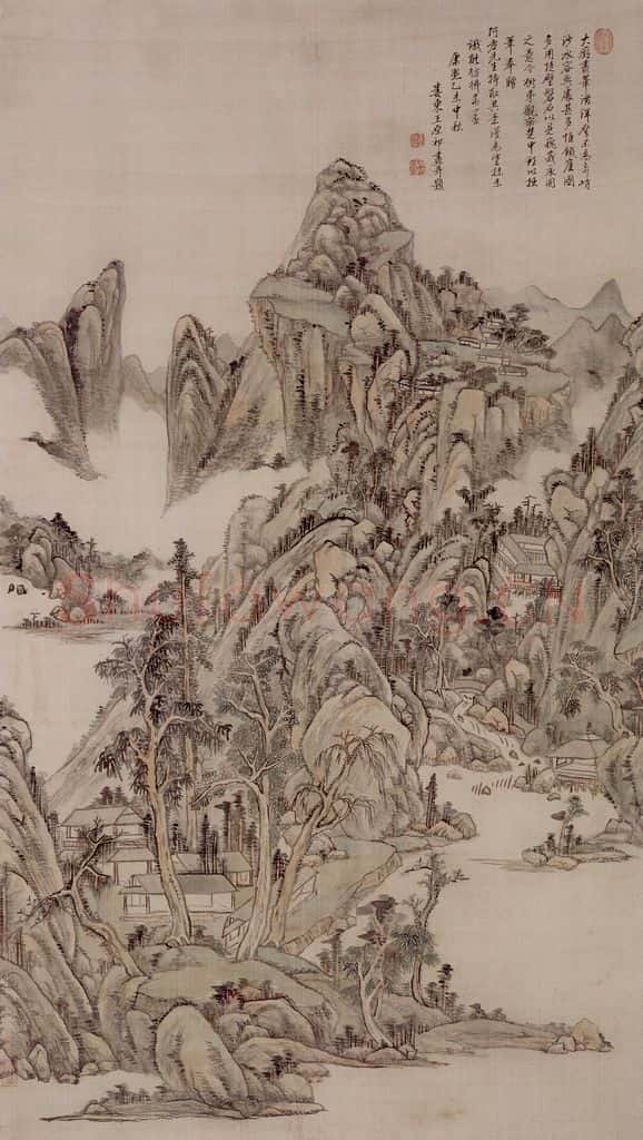 清 王原祁《陡壁盘石图轴》书画作品