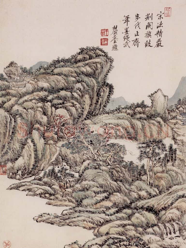 清 王原祁《仿古上水图册》书画作品