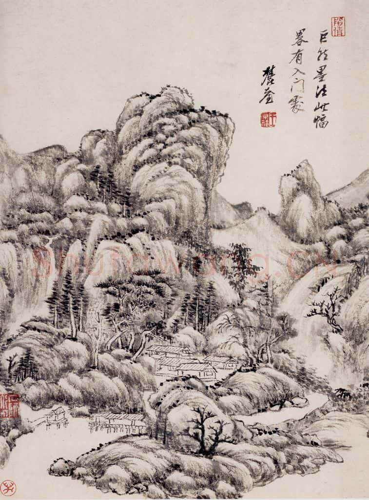 清 王原祁《仿古上水图册》书画作品