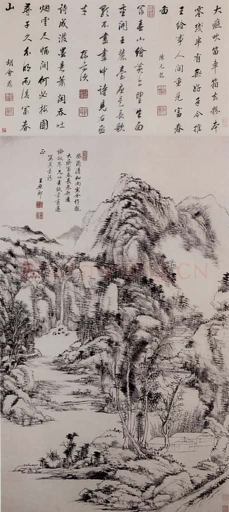 清 王原祁《富春山图轴》书画作品