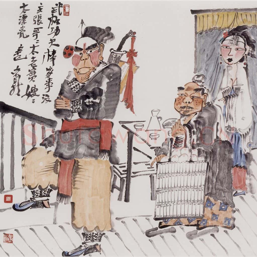 2001年 周京心《武松当家图》书画作品