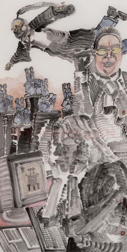 2002年 周京心《登陆》书画作品