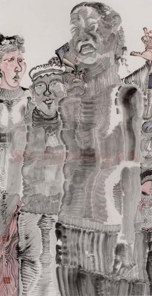 2002年 周京心《主角·配角之二》书画作品