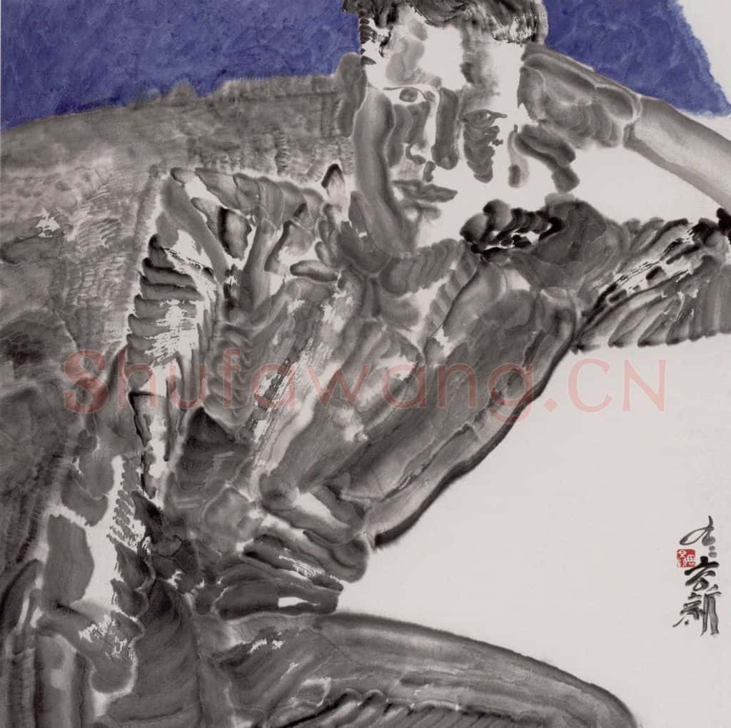 1999年 周京心《蓝蓝的天》书画作品