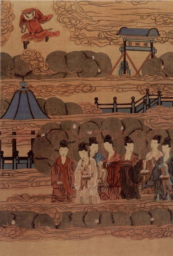 1989年-1990年 周京心《西游记·蟠桃园》书画作品