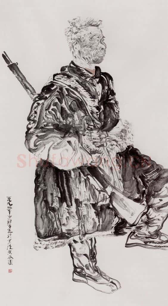 1992年 周京心《老马之一》书画作品