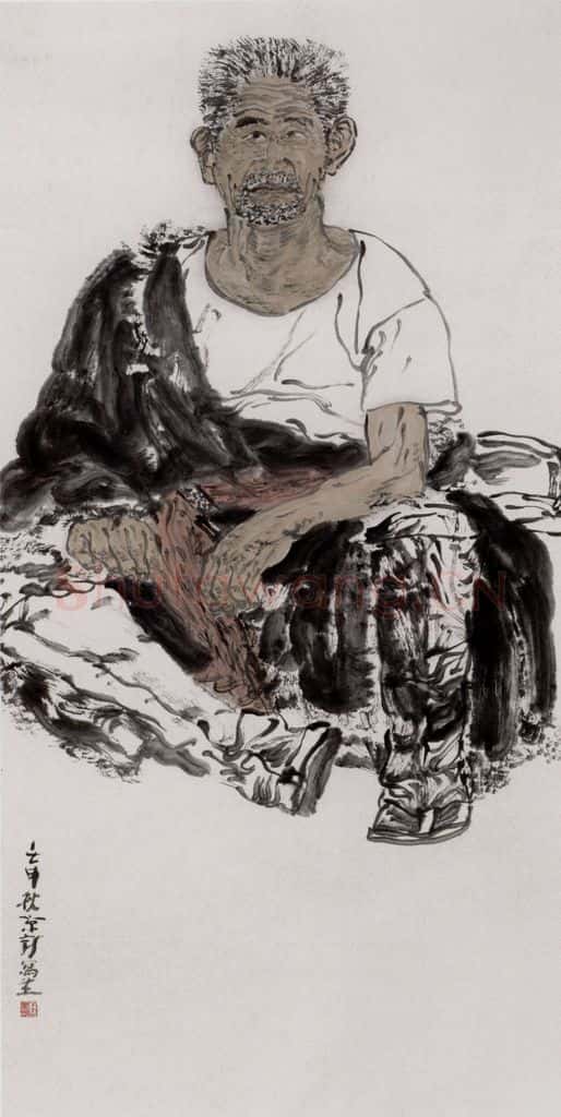 1992年 周京心《老马之二》书画作品