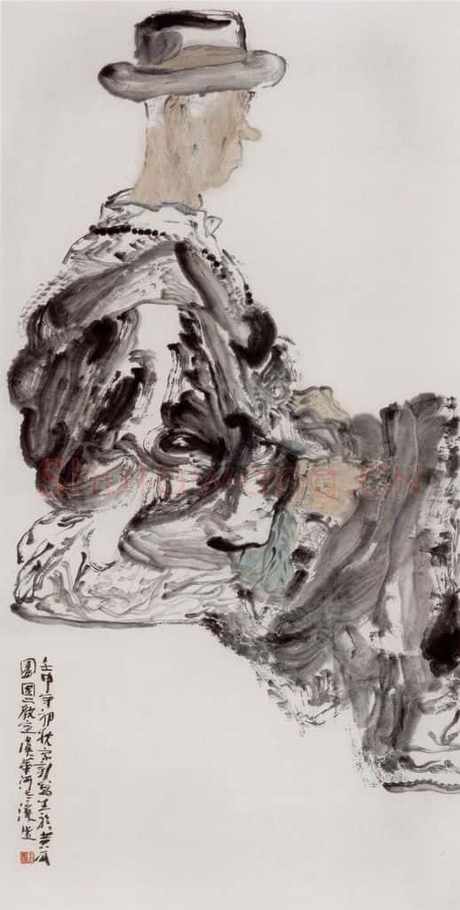 1992年 周京心《老虞之一》书画作品