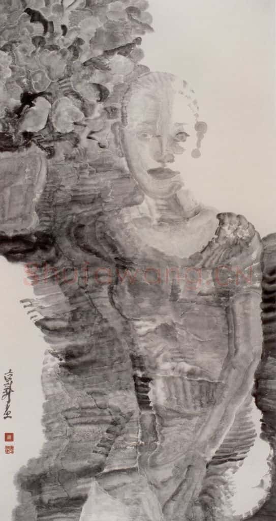 2000年 周京心《花影》书画作品