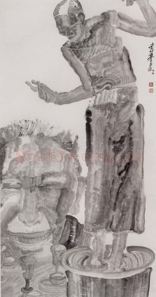 2000年 周京心《角色诞生》书画作品