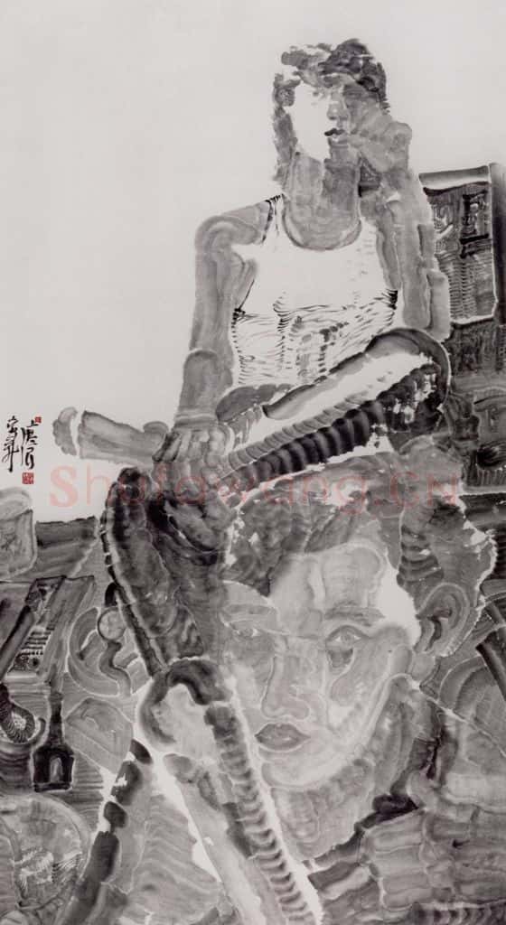 2000年 周京心《新闻联播》书画作品