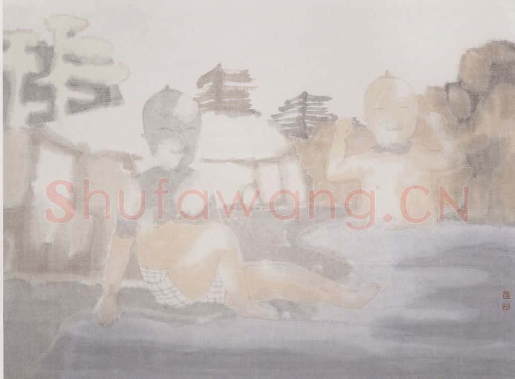 2002年 田黎明 高士夏凉 书画作品