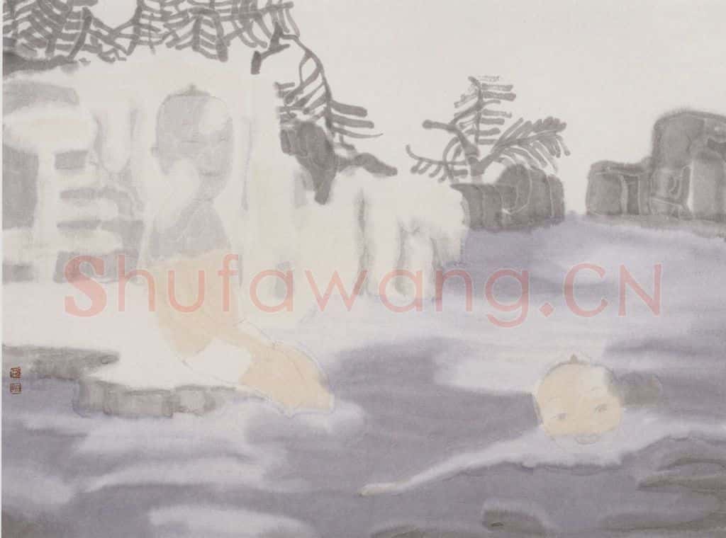 2002年 田黎明 高士夏凉 书画作品