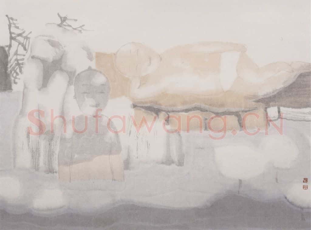2002年 田黎明 高士夏凉 书画作品