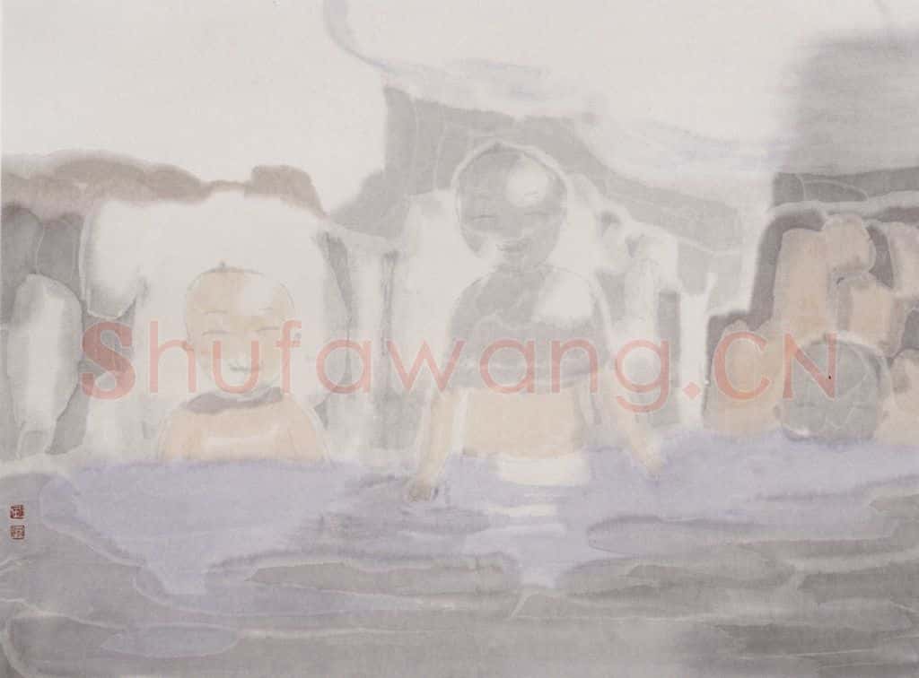 2002年 田黎明 高士夏凉 书画作品