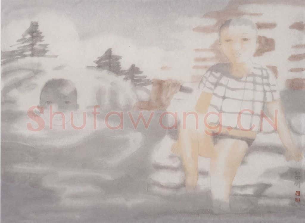2002年 田黎明 泳者 书画作品