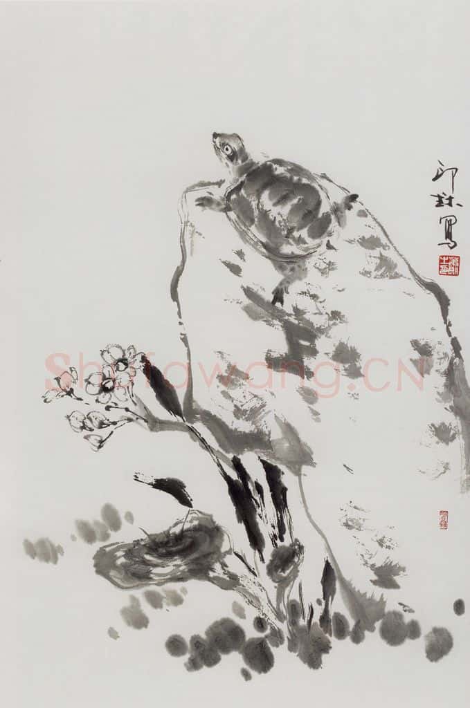 1996年 萧朗《灵龟图》书画作品