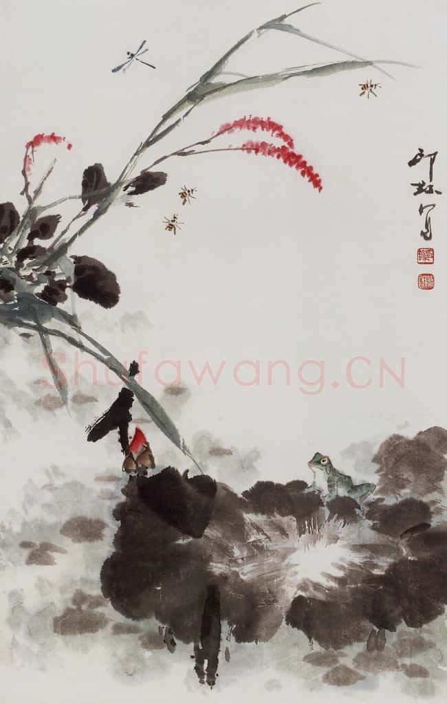 1982年 萧朗《蛙鸣》书画作品
