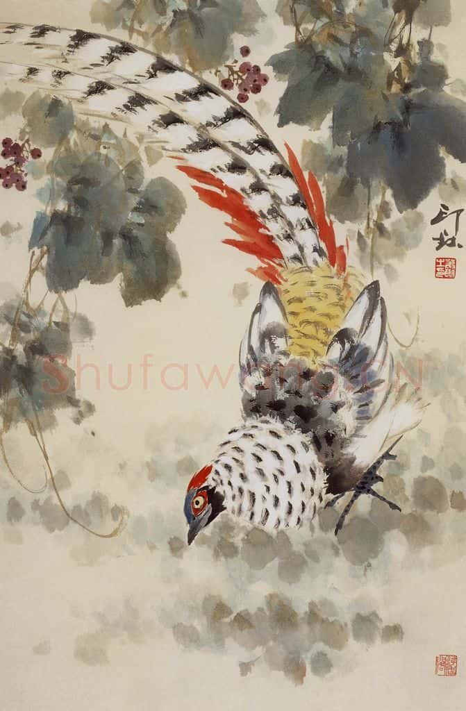 1983年 萧朗《银鸡》书画作品