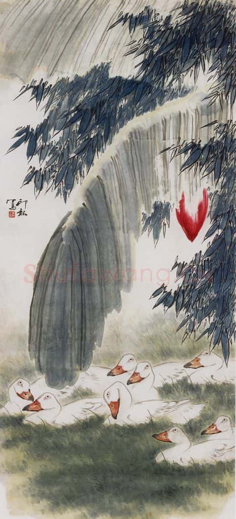 1964年 萧朗《浴罢》书画作品