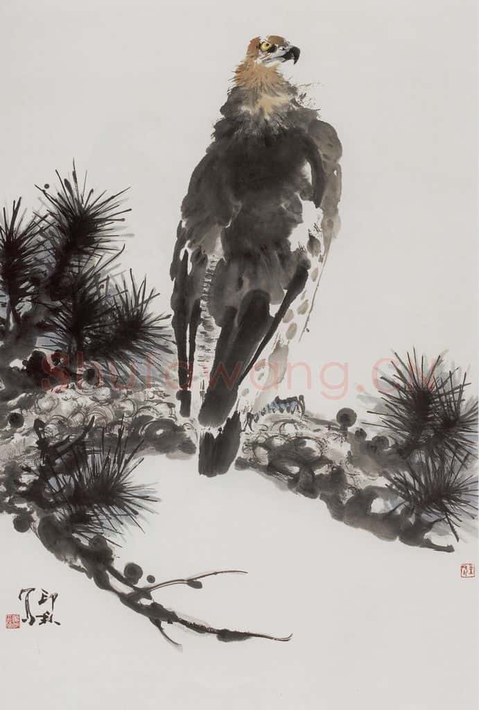 1989年 萧朗《雄姿》书画作品