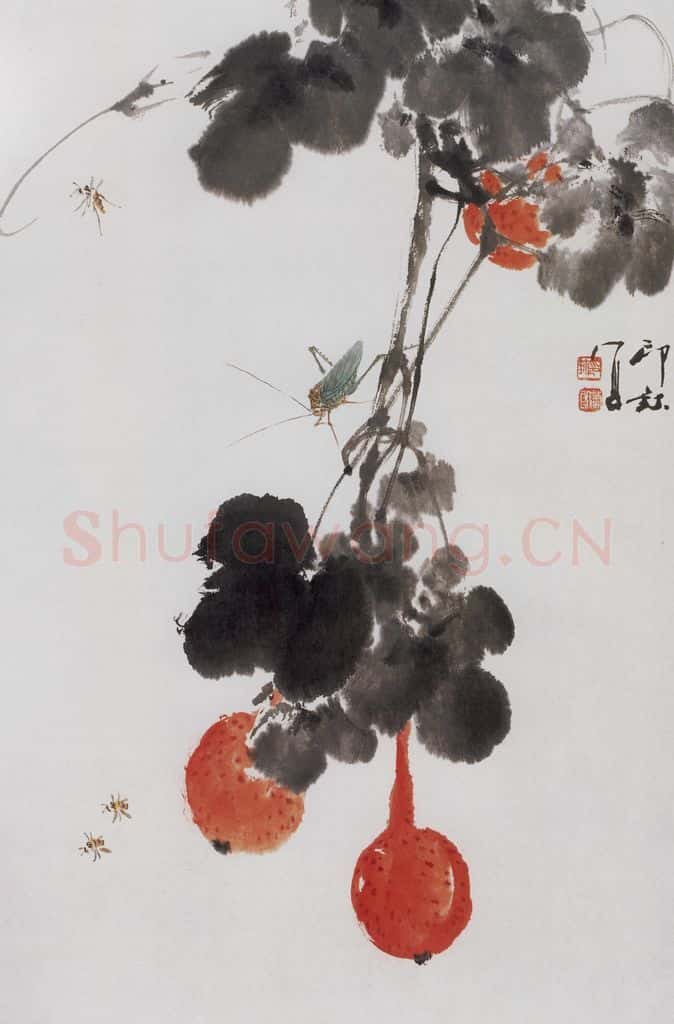 1975年 萧朗《木鳖子》书画作品