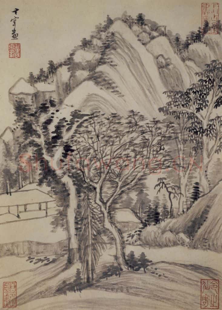 1621年 董其昌《山水册之三》书画作品