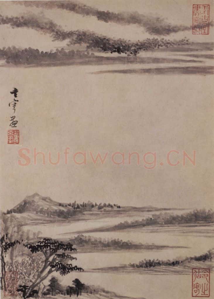 1621年 董其昌《山水册之七》书画作品