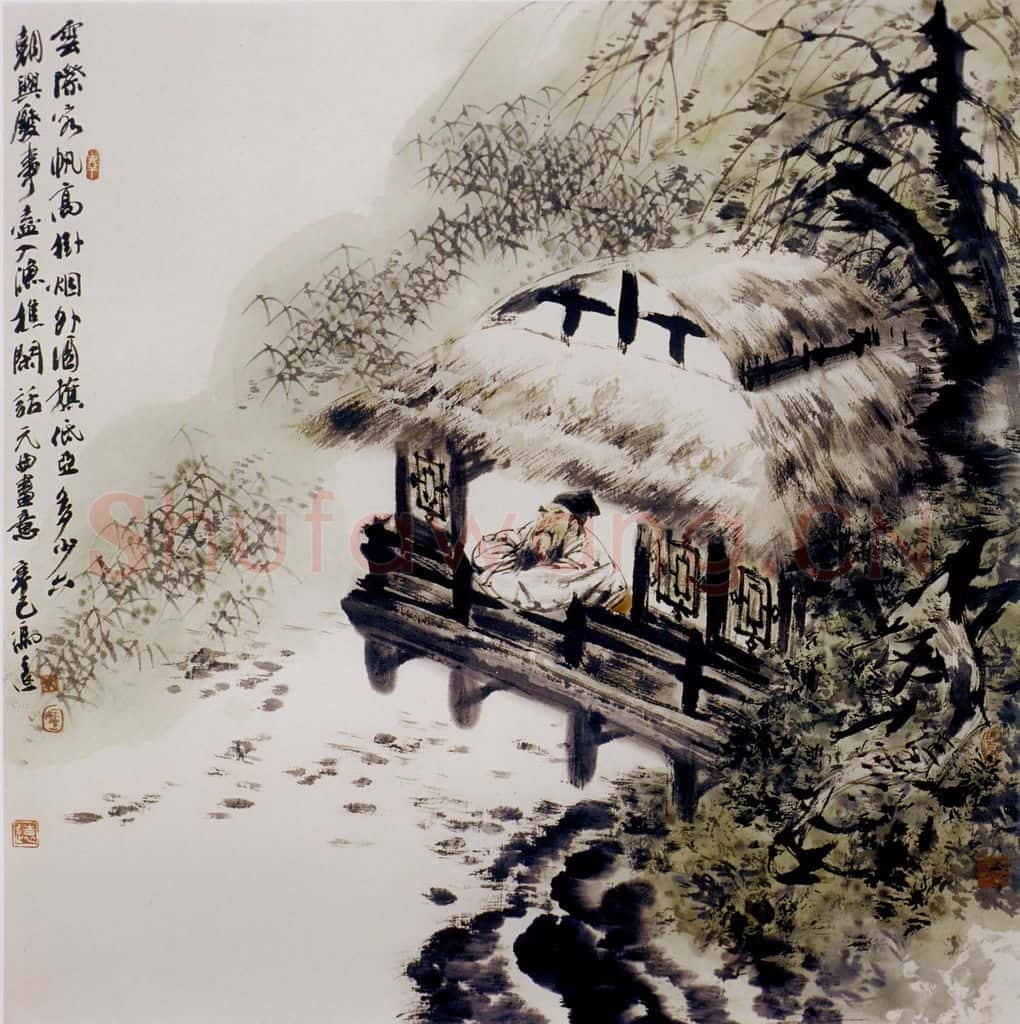 2001年 冯远《元曲画意》书画作品