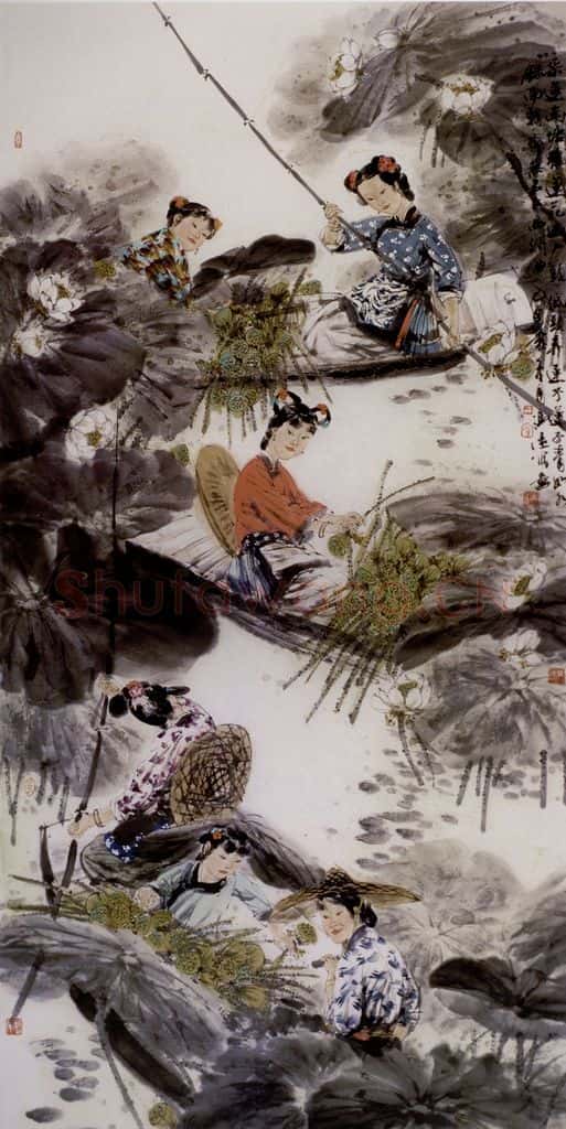 2005年 冯远《江南采莲图》书画作品