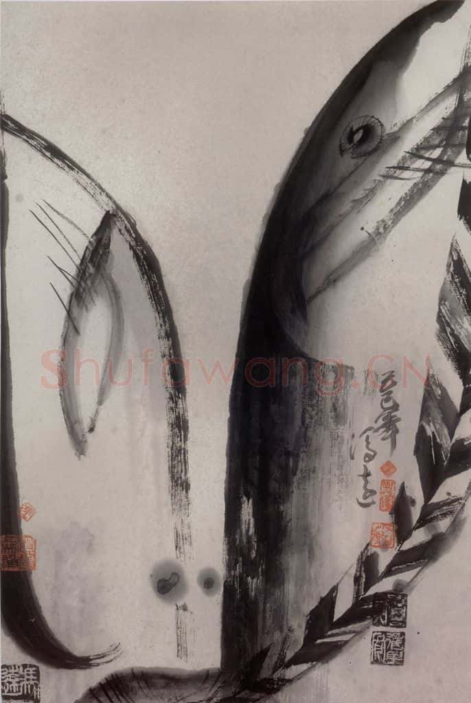 1989年 冯远《水墨戏剧脸谱》书画作品
