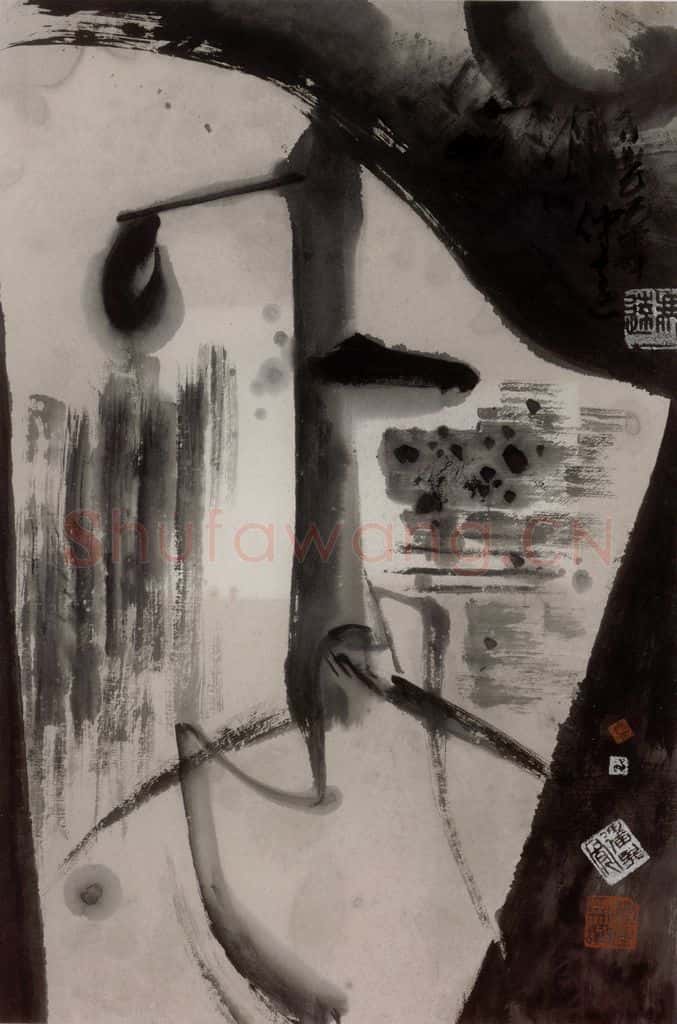1989年 冯远《水墨戏剧脸谱》书画作品