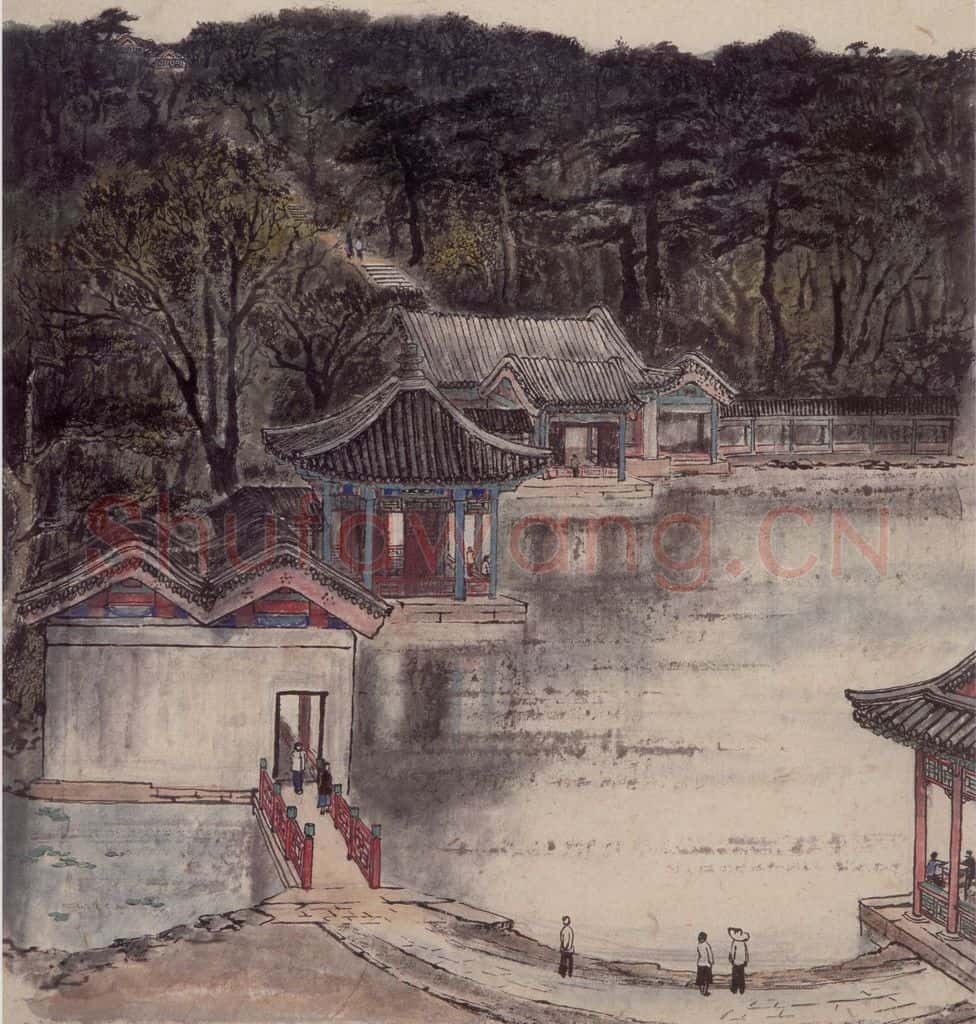 1959年 周思聪《颐和园风景》书画作品