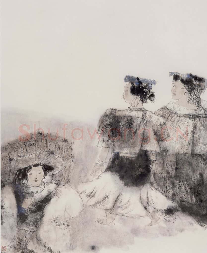 1992年 周思聪《陌上》书画作品