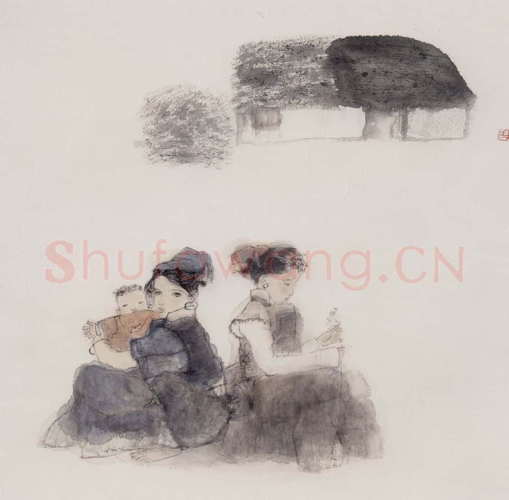 1992年 周思聪《草屋》书画作品