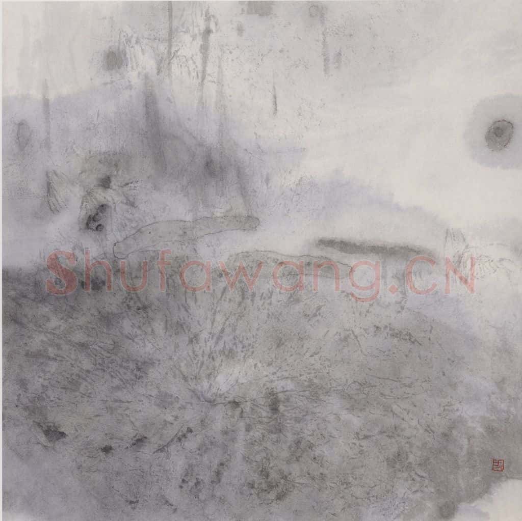 1992年 周思聪《细雨》书画作品
