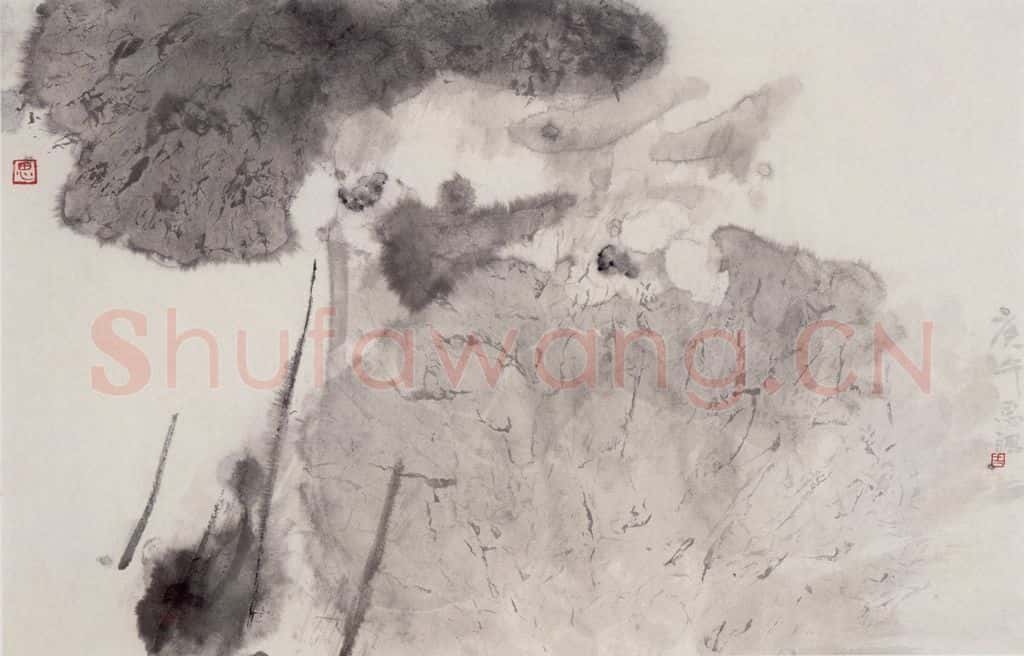 1990年 周思聪《雨来》书画作品