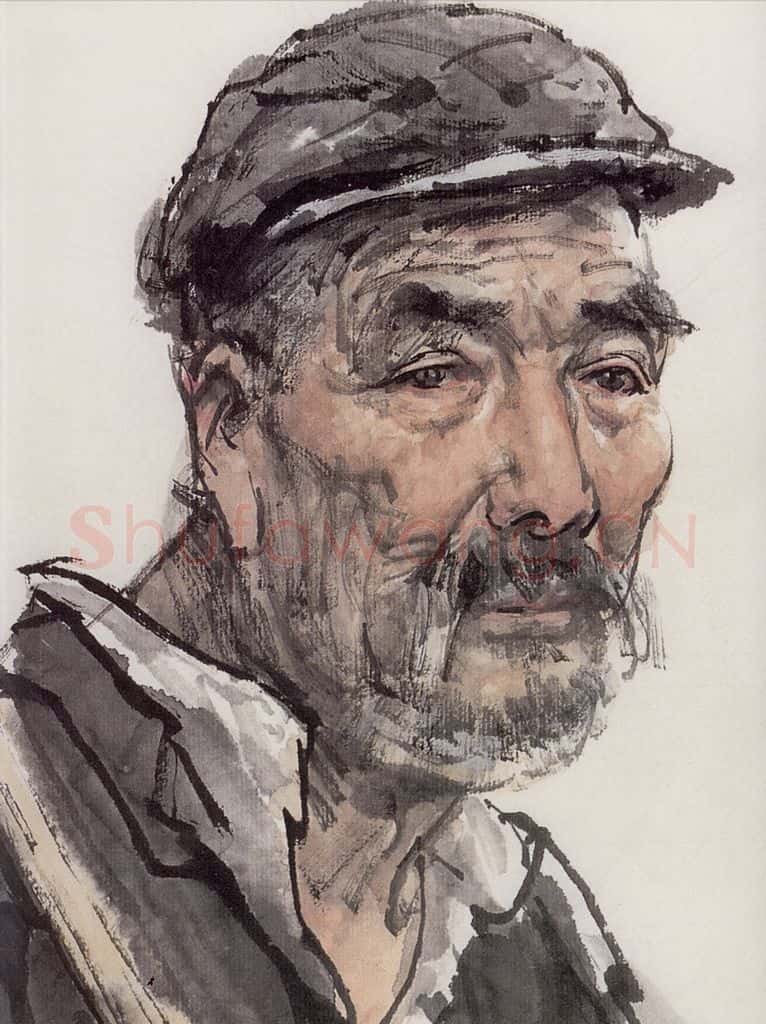 1978年 卢沉《人物写生》书画作品