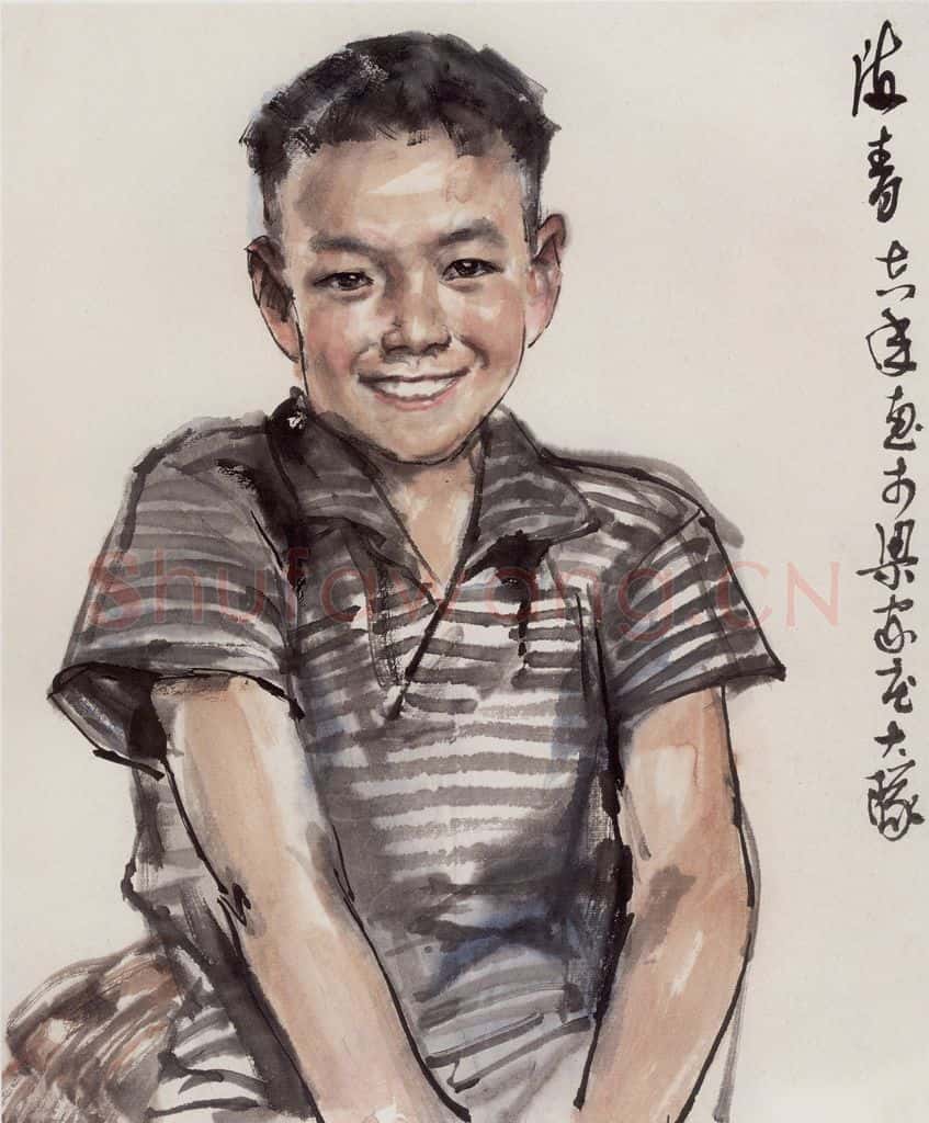 1978年 卢沉《人物写生》书画作品