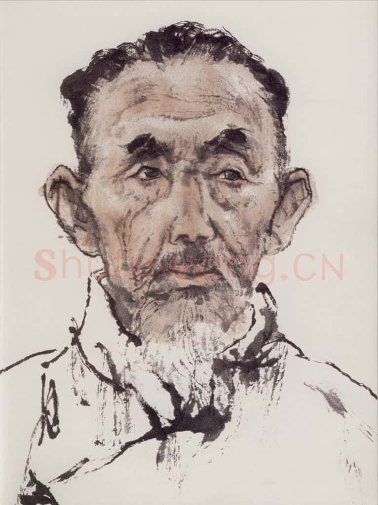 1984年 卢沉《水墨人物写生》书画作品