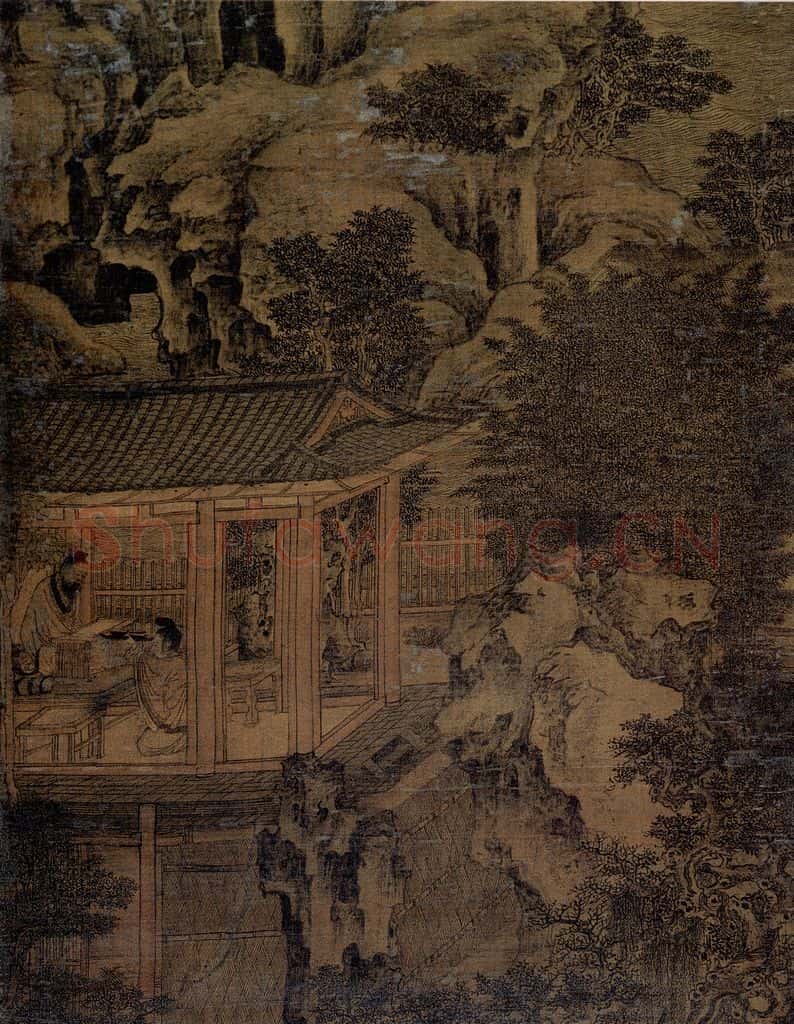 五代南唐 卫贤《高士图轴》书画作品