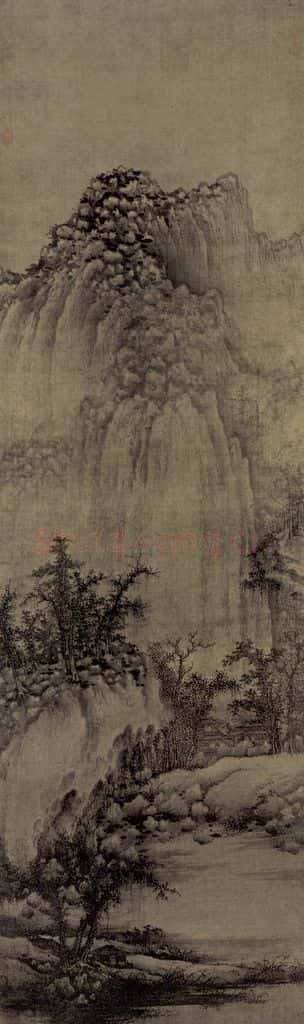 五代南唐 巨然《溪山兰若图轴》书画作品