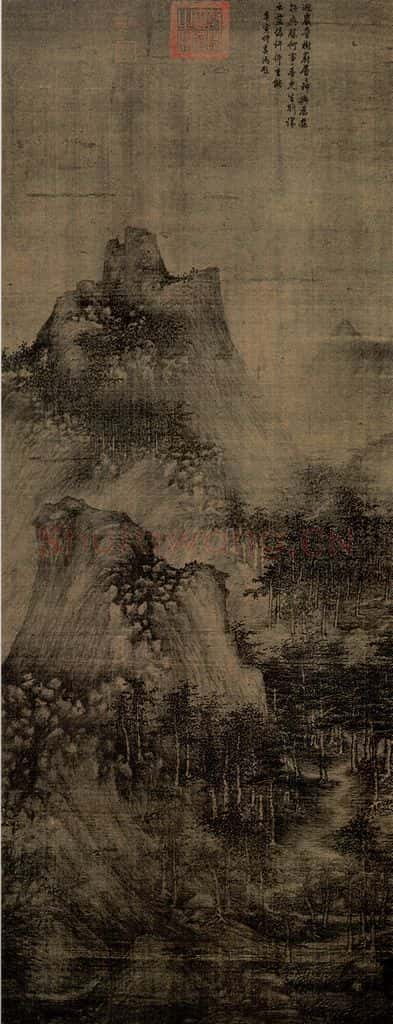 五代南唐 巨然《层岩丛树图轴吧》书画作品