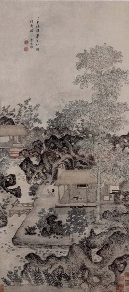 明 卞文瑜《梧桐圖軸》书画作品
